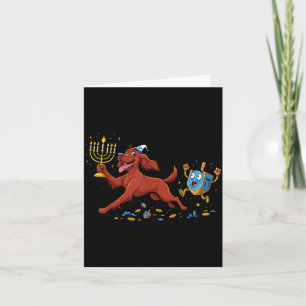 Carte Dreidel Menorah Setter Irlandais Drôle Hanukkah En