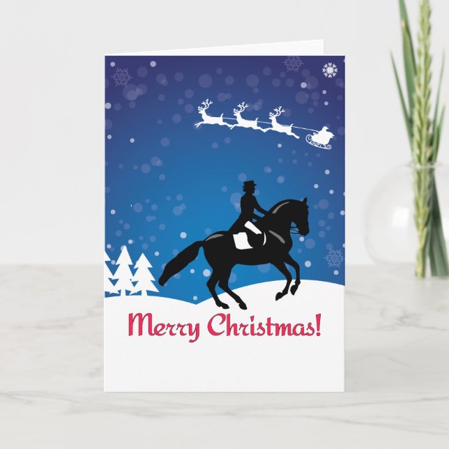 Carte Dressage de cheval de Noël Hiver (Devant)