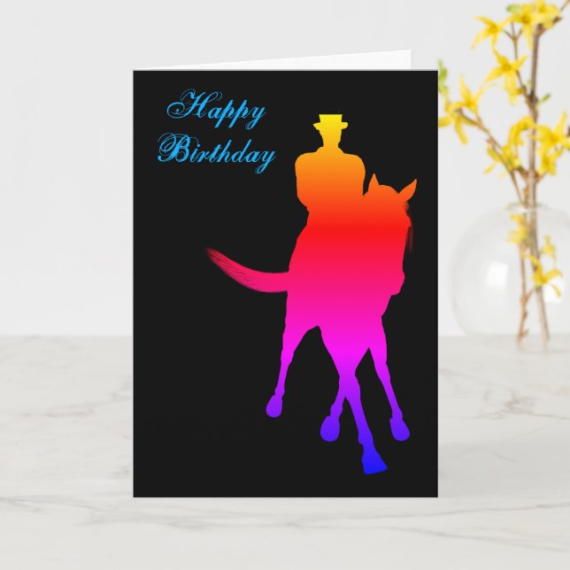 Carte Dressage Horse Rider Couleur Silhouette Anniversai (Fleur jaune)