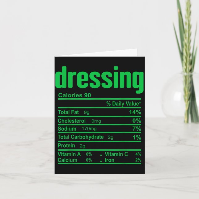 Carte Dressing Nutrition Facts Family Matching Christmas (Devant)