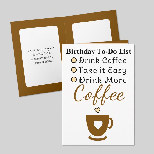 Carte Drink more coffee white brown birthday (Créateur téléchargé)