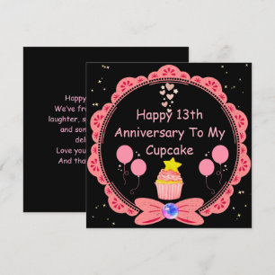 Carte Drôle 13ème anniversaire de la femme Cupcake dente