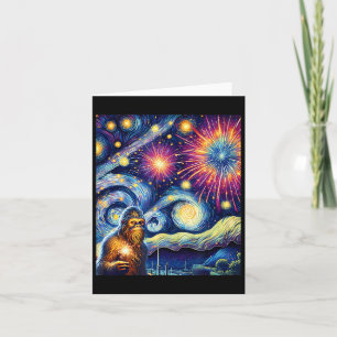 Carte Drôle 4 juillet Bigfoot Nuit Feux d'artifice Quatr