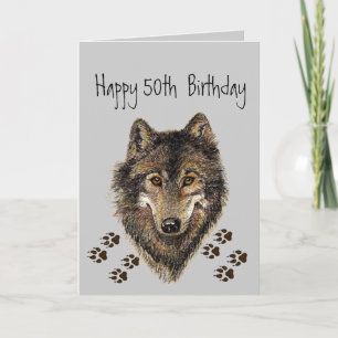 Carte Drôle, 50ème 50ème Anniversaire Loup, Loups