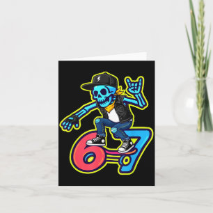 Carte Drôle 67 squelette skater mème skateboard rétro