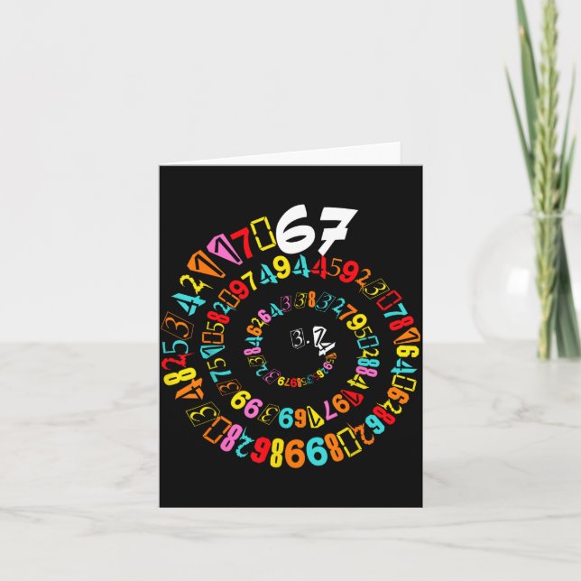 Carte Drôle 6 7 mème jour chiffres en spirale professeur (Devant)