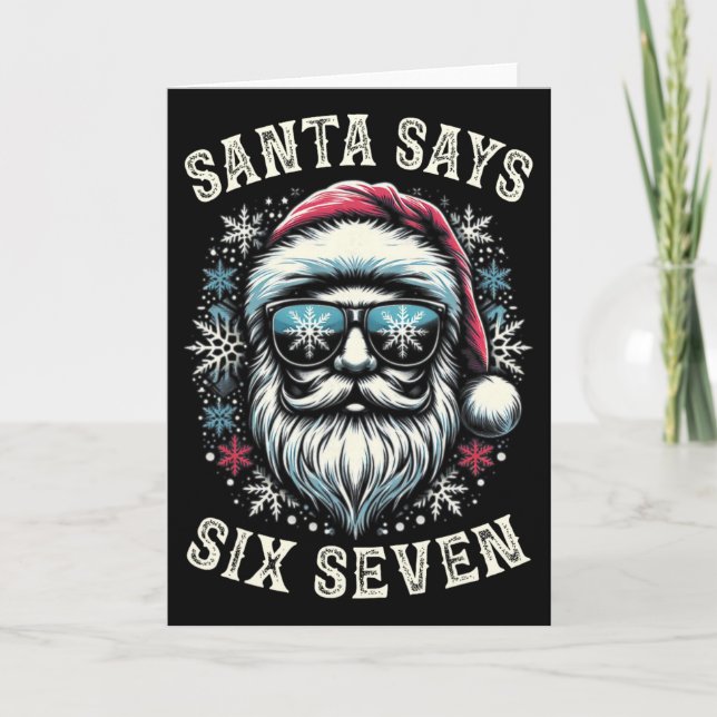 Carte Drôle 6-7 Mème Noël Père Noël Six Sept Cerveau Pou (Devant)