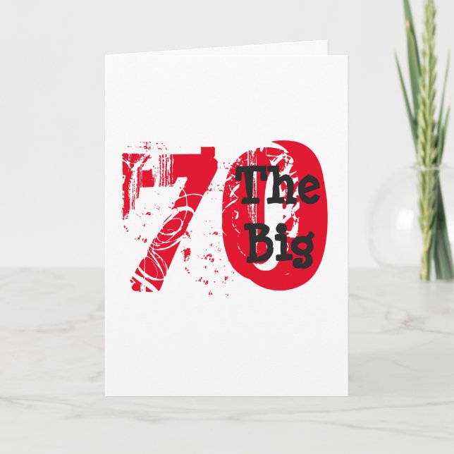 Carte Drôle 70ème anniversaire, grand rouge, texte noir  (Devant)
