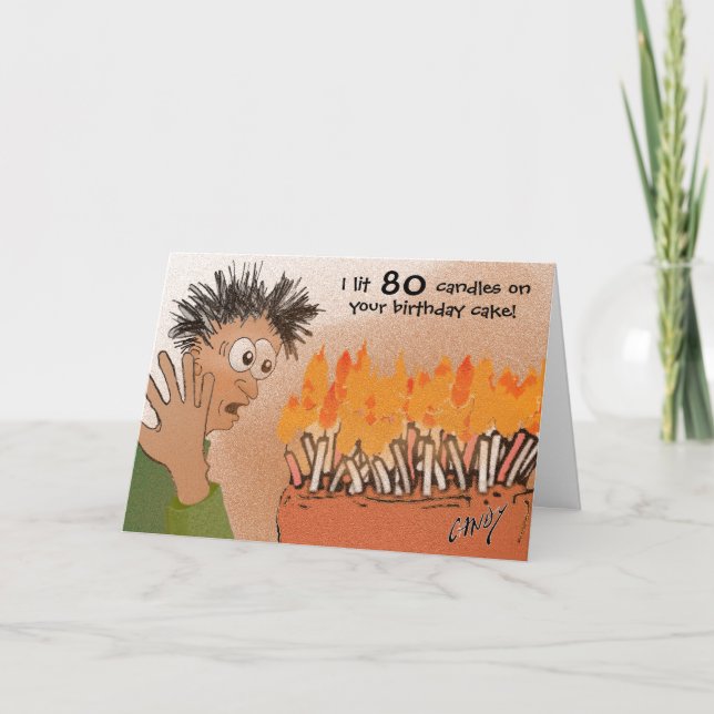 Carte Drôle 80ème anniversaire carte. (Devant)