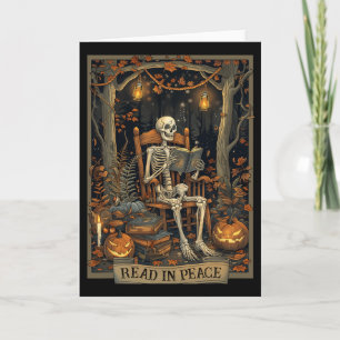 Carte Drôle à lire en paix squelette Halloween lu Nned B