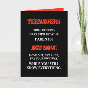 Carte Drôle adolescent   Anniversaire des Ados
