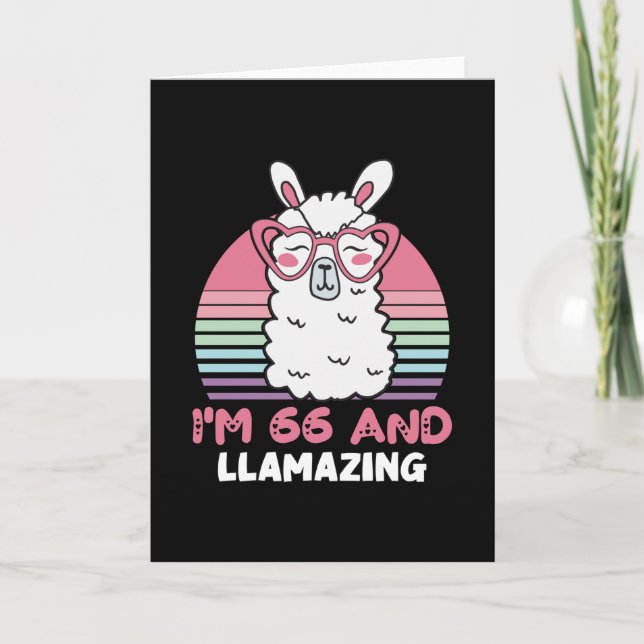 Carte Drôle Adorable Llama 66e Anniversaire Don Pour Fem (Devant)