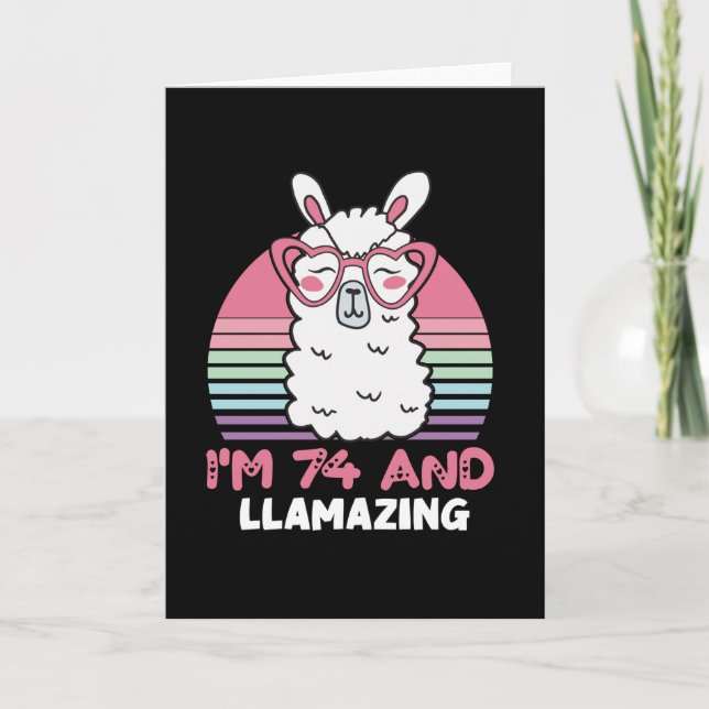 Carte Drôle Adorable Llama 74e Anniversaire Cadeau Pour  (Devant)
