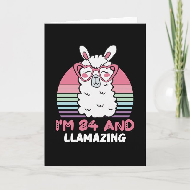 Carte Drôle adorable Llama 84e cadeau d'anniversaire pou (Devant)