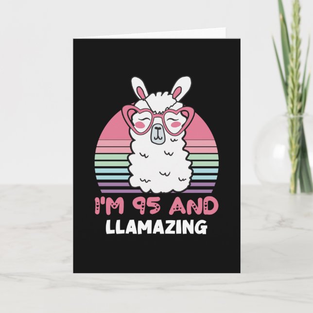 Carte Drôle Adorable Llama 95e Anniversaire Cadeau Pour  (Devant)