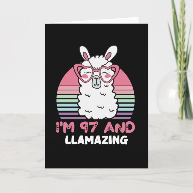 Carte Drôle Adorable Llama 97e Anniversaire Cadeau Pour  (Devant)