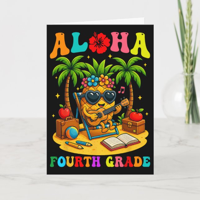 Carte Drôle Aloha élève de 4e année Premier jour d'école (Devant)