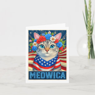 Carte Drôle américain 4 juillet Meowica Kitty Chat