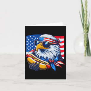 Carte Drôle Amusant Bald Eagle Hotdog 4 juillet drapeau 