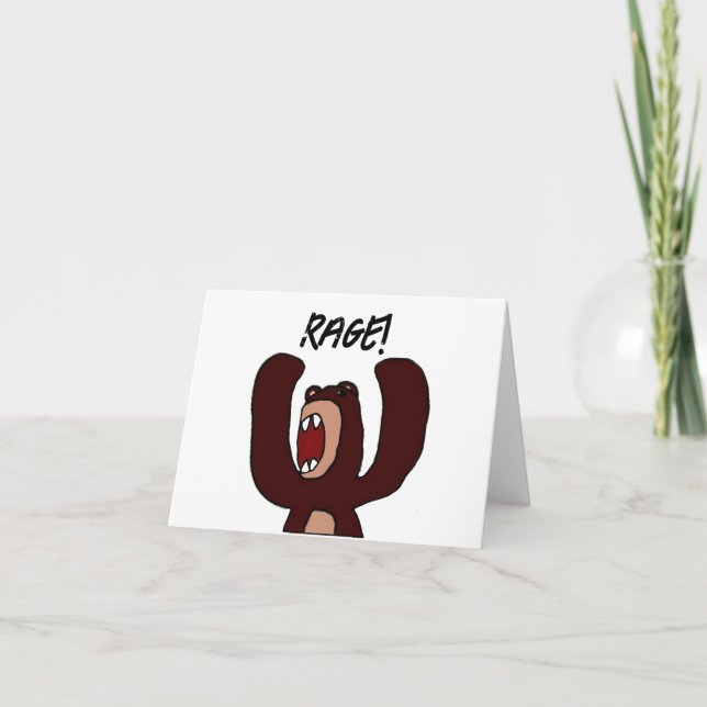 Carte Drôle Angry Brown Bear Cartoon - Stress Out (Devant)
