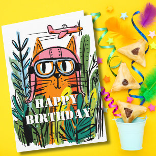 Carte Drôle Anniversaire Chat Pilote Aviateur Papa Aviat