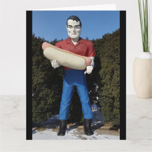 CARTE DRÔLE ANNIVERSAIRE RETRO HOMME GEANT HOT DOG