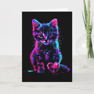 Carte Drôle Art Lumière noire Glitch Mignon Chat Chaton