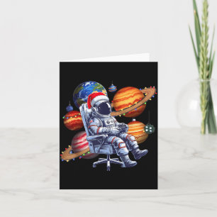 Carte Drôle Astronaute Noël Espace Lumières Chapeau de P