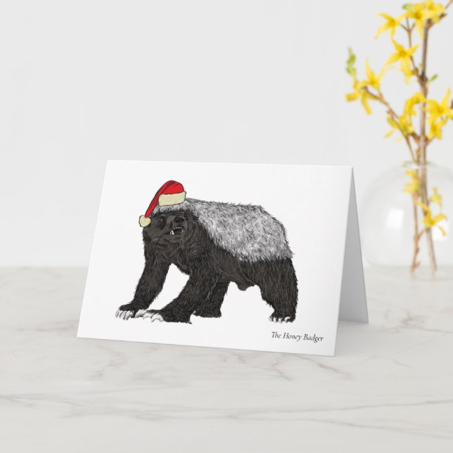 Carte Drôle badass de miel Père Noël Christmas Animal (Fleur jaune)