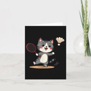 Carte Drôle Badminton mignon Chat Racket Shutette Hommes