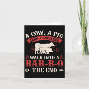 Carte Drôle Barbecue Vache porc poulet Viande graphique