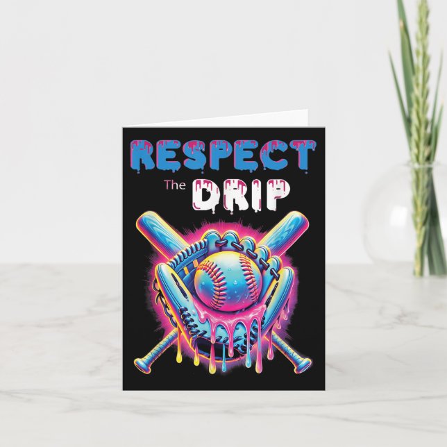 Carte Drôle Baseball Drip Glace Cream Déchirer Respect L (Devant)