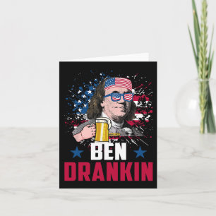 Carte Drôle Ben Drankin 4 juillet États-Unis Drapeau Hom