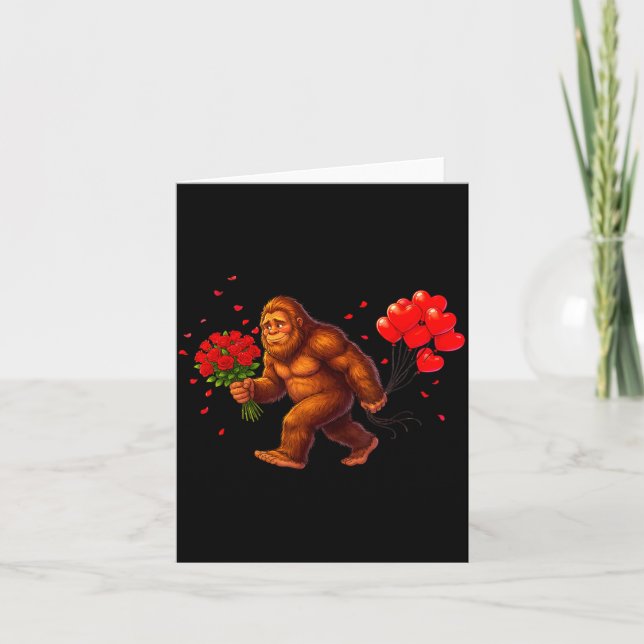 Carte Drôle Bigfoot Saint-Valentin Cœur Sasquatch Rétro  (Devant)