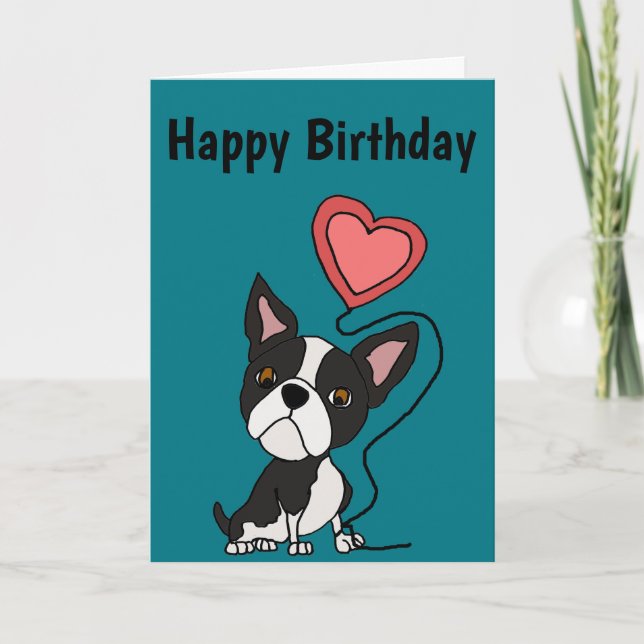 Carte Drôle Boston Terrier Love Cartoon (Devant)