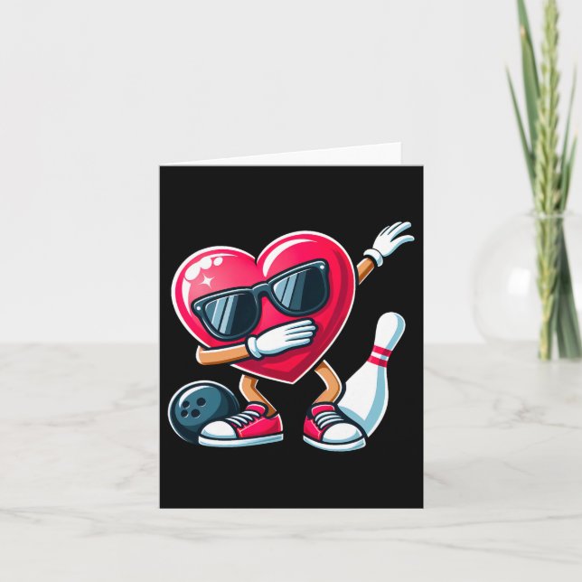 Carte Drôle Bowling Dabbing Dab Heart Valentines Day Boy (Devant)