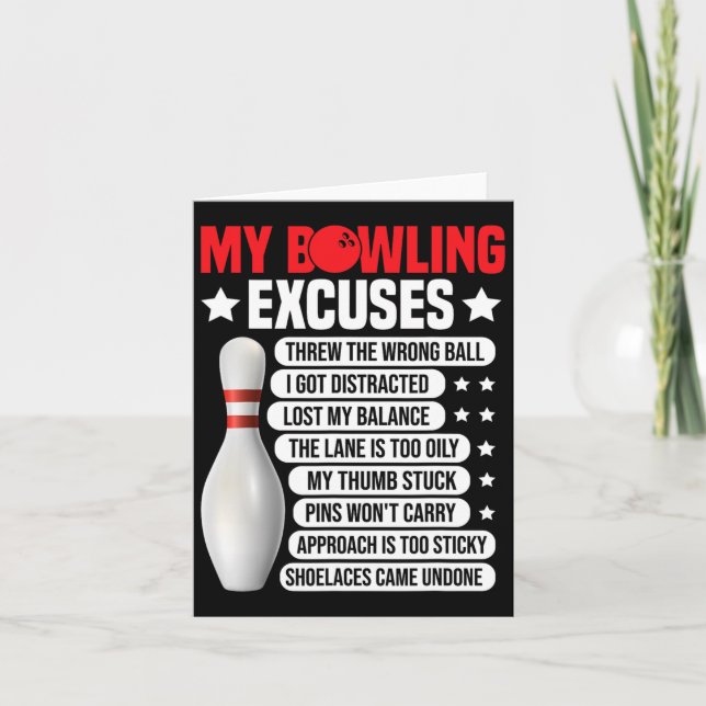 Carte Drôle Bowling Excuses Pour Bowler 2 (Devant)