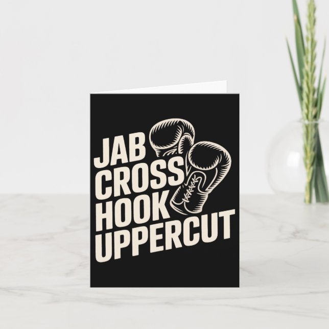 Carte Drôle Boxe Gym Jab Cross Hook Uppercut Pour Femmes (Devant)