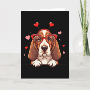 Carte Drôle Bysset Hound Bandeau Cœur Saint-Valentin Fem