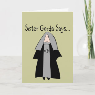 Carte Drôle cadeau de religieuse catholique, "Soeur Gord
