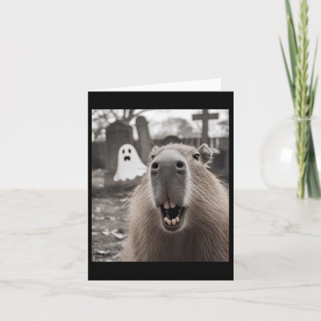 Carte Drôle Capybara Ghost Halloween Costume Capybara Ha (Devant)