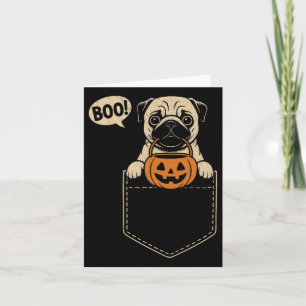 Carte Drôle Carlin Halloween mignon Carlin Poche de chie