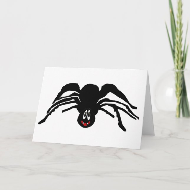 Carte Drôle Cartoon Black Spider Halloween Black Widow (Devant)