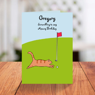 Carte Drôle Cartoon Cat Scramble Golf Plaisanterie Anniv