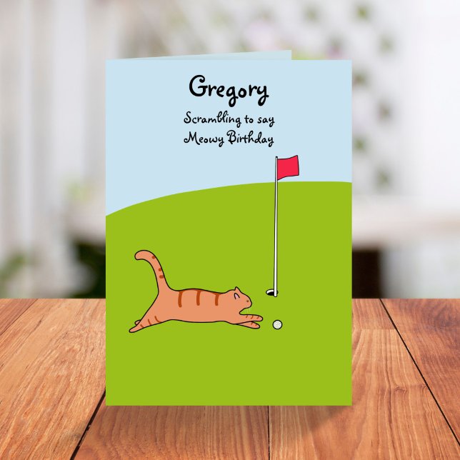 Carte Drôle Cartoon Cat Scramble Golf Plaisanterie Anniv (Créateur téléchargé)