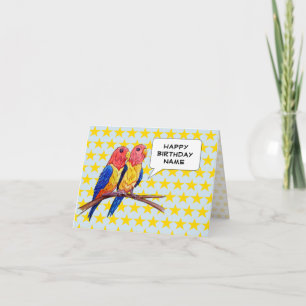 Carte Drôle Cartoon Parrots Anniversaire