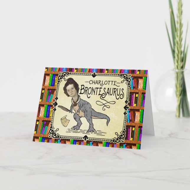 Carte Drôle Charlotte Bronte Saurus Dinosaur Lecteur de  (Devant)