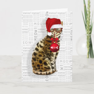 Carte Drôle chat de Noël du Bengale
