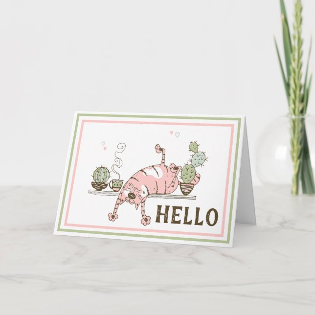 Carte Drôle Chat Étirement Vierge à l'intérieur de la ca (Devant)