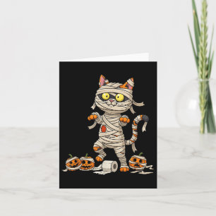 Carte Drôle Chat Mummy Citrouille Halloween Enfants Mens